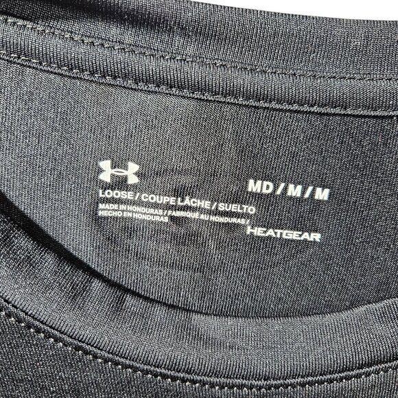 Under Armour Mens HeatGear T-Shirt With HT Logo Medium Loose Fit Black & Yellow - Picture 3 of 4